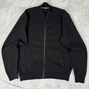 Robert Graham Mens Black Zip Front Knit Jacket Size L Bomber Style Casual Relax